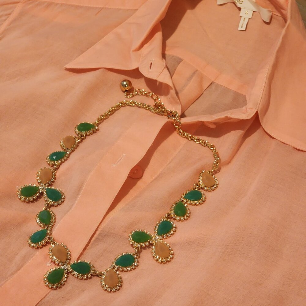 Brand New!! KATE SPADE New York: GumDrop| Green&Beige Stones|Crystals|Gold Metal - Picture 2 of 10